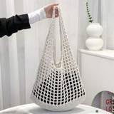 Summer Fashion Must-Have: Women Crochet Knit Top Handle Tote Beach Bag, Hollow Out Handbag, Hollow Out Tote Bag, Hollow Out Beach Travel Bag, Sand-Pro
