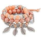 Naturlig sten pärlor armband blå turkos hänge strand armband kvinnor, SL911 orange 3 st
