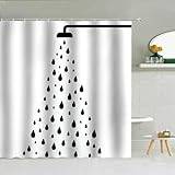 Exquisite Simple Black White Raindrop Shower Curtain Geometry Water Droplets Pattern Polyester Fabric Bathroom Hanging Curtains Home Decor 87x71in-220x180cm/WxH shower curtain set