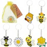 SHEIN 36 Pieces Cute Cartoon Bee Keychain World Bee Day Festivals Theme Decoration Supplies Bees Sunflower Honey Bag And Honeycomb 6 Styles Key Ring Party F