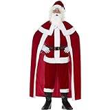 FairyHover jultomtedräkt vuxen män far juldräkt vuxen 9 delar jultomten kostym vuxna jul röd cosplay kläder deluxe tomtedräkt A, XL.