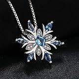 Snowflake Natural Blue Topaz 925 Sterling metall hänge halsband för kvinna ädelsten smycken utan kedja