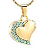 Crystal Inlägg Hjärtkräm smycken för aska Hängsmycke Hållare Urns Rostfritt stål Keepsak Memorial Halsband för kvinnor-guld och blått_3pcs hänge