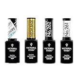 Gel Polish Set från Victoria Vynn – Premium nagellack, White Queen, Black King, Mega Base & Top Gloss