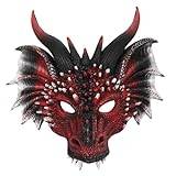2 St svart röd drake mask svart dekor skrämmande mask cosplay kostymer för män halvansiktsmask skräckmasker djur- smink prestanda rekvisita Kläder Fröken dekorera pu