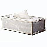 Square Tissue Box, Tissue Box hållare Rektangulär Shell Tissue Box Pumpbox är lämplig for Hotel Living Room Office (Vit) tissuebox