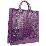 Violet Croco Large Tote Leather Handbag w/Pouch …