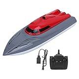 Höghastighets RC-båt för barn Tufft ABS-chassi, dubbla motorer, enkla kontroller, fantastisk presentfjärrkontrollubåt för oändligt nöje (Röd)
