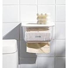 Multifunktionell Toalettpapperslåda, Genomskinlig Mjukpapperslåda Utan Stansning Vattentät Papperslåda för Badrum, Kök, Tvättrum, Förvaringslåda Ansiktshanddukar,white