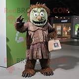 REDBROKOLY Brun Frankensteins monster maskot kostym karaktär klädd med en cardigan och myntväskor