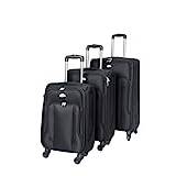 3 x resväskor lätta resväskor 4 hjul vagnväskor flera fickor väskor set, Svart, Resväska