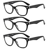 Suertree 3-pack läsglasögon blått ljusfilter glasögon unisex ögonutseende läshjälp datorglasögon UV blockerade läsglasögon svart 1,5 x 631