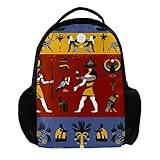 Ryggsäck för kvinnor och män forntida egyptisk religion mönster skola resa arbete ryggsäck, flerfärgad, 27.5x13x40cm, Ryggsäckar
