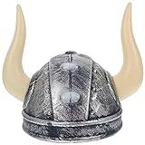 Warmhm avslutningsbal rekvisita vikingahjälm med horn för vuxna och barn Halloween-kostym vikingar-krigarhjälm rekvisita plasthatt hjälm för maskeradfester silvergrå