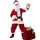 MTTKTTBD Jultomte kostym 11 st jul jultomten kostym deluxe sammet cosplay fest kostym set för vuxna A, S