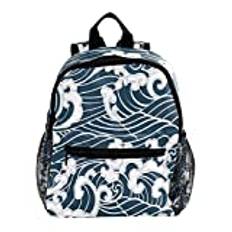 Söt mode mini ryggsäck pack väska handritad traditionell stil vattenlevande klotter flod storm retro abstrakt, flerfärgad, 25.4x10x30 CM/10x4x12 in, Ryggsäckar