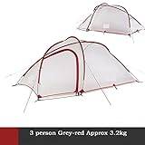 AQQWWER Tält Waterproof Camping Tent Two-Way Door Open One Room And One Hall Outdoor Tents (Color : 20D 3P grey-red)