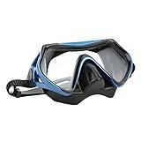 Dykmask, 17 x 9 cm/6,69 x 3,54 tum snorkelglasögon av silikon härdat glas Wide View simglasögon, mask, dykutrustning för vuxna (blå svart)