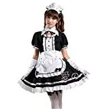 Dam hembiträde anime cosplay kostym kläder lång klänning med förkläde och huvudbonad, Alice i Underlandet maskeradklänning, Lolita hembiträde cosplay kostymer halloween maskeradkostymer kit förkläde (svart, 5XL)