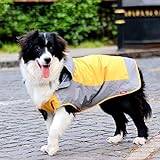 Fit in Everyway vattentät husdjursjacka hoodie 2-lagers design hund regn poncho hund regnrock för medelstora till stora hundar, Large, gUL