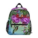 BKEOY Barn ryggsäck fuchsia blomma kolibri småbarn skola bok väska dagväska, flerfärgad, En storlek