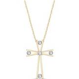 Diamond Cross Pendant Necklace 0.45ctw in 9ct Gold
