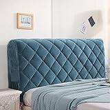 Sänggavel skydd sängöverkast för sänghuvud sänghuvud bräda rutig fluffig pläd sängöverdrag sänggavlar madrass dyna elastiskt dra-på-lakan sänggavel ryggstöd skydd (färg: sjöblå, storlek: B 210 x H 65
