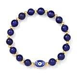 Blue Tiger Eye Beads Bracelet Lucky Turkish Evil Eye Charm Bracelets,lapis Lazuli,21CM