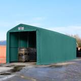 4 x 16 m tälthall - 3,35 m sidohöjd med 3,5x3,5 m port, PVC mörkgrön, inkl. hållfasthet (underlag: betong) - (49653)