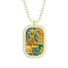 Divine Golden Lion nyhet halsband personligt halsband tryckt mönster hänge med kedja silver guld gåva för kvinnor män