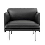Muuto - Outline Studio Chair / Polished Aluminium Base Refine Leather Black - Fåtöljer