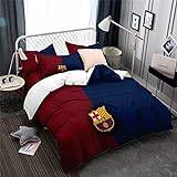 Sängkläder FC fotbollslag Barcelona bekvämt påslakan pojke flicka 3 delar vit svart sängkläder set 50 x 75 cm mikrofiber örngott (A,140 x 200 cm (1,2 MBed))