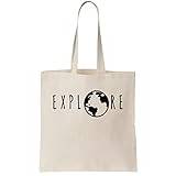 Functon+ Utforska World Travel Globe Canvas Tote Bag, beige