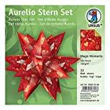 URSUS 35625502 – vikblad Aurelio Stern Magic Moments Star Night, 33 ark kreativt papper 15 x 15 cm, 120 g/kvm, tryck på båda sidorna, förädlat på ena sidan, jul, röd/guld