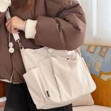Fashion Corduroy Crossbody Bag, Solid Color Shoulder Bag, Women's Casual Handbag & Tote Purse