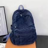 SHEIN Women's Large Capacity Denim Retro Backpack, All-Match For Campus, Festival Gifts, Solid Color, Simple Style