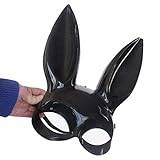 Bunny Mask, Bunny Ears Black, Bunny Mask med Justerbar Rem, Lädermasker för Kvinnor Dam Bunny Mask Maskerad Halvmask Cosplay Mask Carnival Makeup Party Present