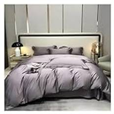 Pure Egyptian Cotton Bedding Sets Bed Linens Solid Color Sheet Pillowcase Duvet Cover Queen King, Luxury Bed in a Bag (B FLAT BED SHEET_KING 4PCS)