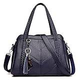 jonam Axelväska Kvinnor Casual Tygkassar, Kvinnlig handväska Stor Big Axelväska, Tote Ladies Vintage Läder Crossbody Bag (Color : Deep Blue)