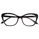 Damer Snygg Kattöga Läsglasögon, Fashionabla Glasögon med Stor Ram, Klassiska Bekväma Cat-Eye Datorläsare (Color : Black, Size : 2.00x)