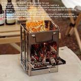 Stainless Steel Camping Stove, Fire Wood Stoves, Portable Burning Tools For Survival Trekking Cooking