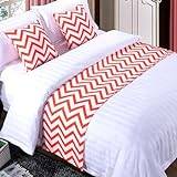 King Size Sänglöpare Polyester No Fading Soft Wave Bed Svanshandduk Matchande Kuddset, Sängkläder Halsduk Skydd For Hotell Guesthouse Bröllopsrum (Color : Red, Size : 50 * 240cm For 1.8m Bed)