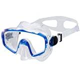 AQUAZON SHARK Junior Medium snorklingsglasögon, dykglasögon, simglasögon, dykmask för barn, ungdomar från 7-12 år, härdat glas, mycket robust, colour:blau transparent