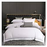 White Brushed Feel Super Soft Comfortable 4Pcs Home Bedding Set Double Queen King 4Pcs Bed Sheet Duvet cover Pillowcases,Set med täcke