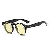 RUBA Punk solglasögon mode personlighet komfort näsa kudde metall solglasögon flip - up herr solglasögon, Gult, 1