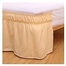 Sängkjol sängkappa svepa runt elastiska kjolar säng volanger damm volanger pastoral enfärgad sängkjolar tvilling/full/drottning/kung 15 tum kappa lakan (färg: Beige gul, storlek: King)