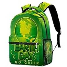 Eart Day Go grön lätt ryggsäck klassisk vardaglig dagväska