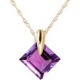Square Cut Amethyst Pendant Necklace 1.16ct in 9ct Gold