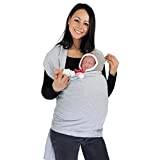 GoFuture® Baby Sling elastisk bärsele med bindande instruktion HeartbyHeart Baby Wrap Handgjord Högsta kvalitet av GoFutureWithLove (ljusgrå)