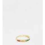 Pieces – 18k guldpläterad stapelbar ring med regnbågsfärgade stenar, endast hos ASOS - L